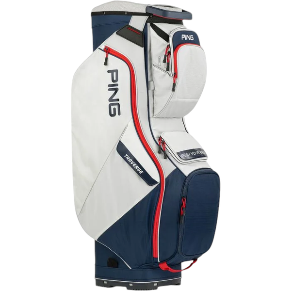 PING TRAVERSE GOLF BAG PLATINUM/NAVY/RED