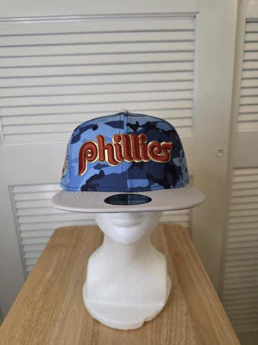 NWS Philadelphia Phillies Blue Camo New Era 59fifty 7 1/4 MLB