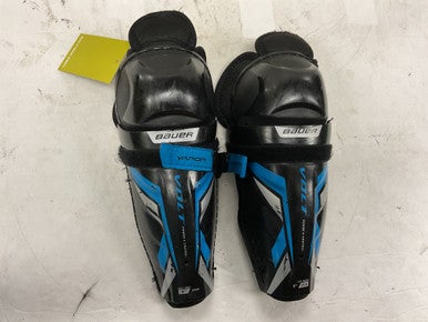 Used Bauer VOLT Youth Shin Guards Black And Carolina Blue 9" 11855-S000189726