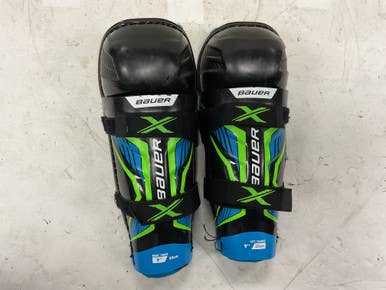 Used Bauer X Youth Shin Guards Black And Royal Blue 9" 11855-S000189718
