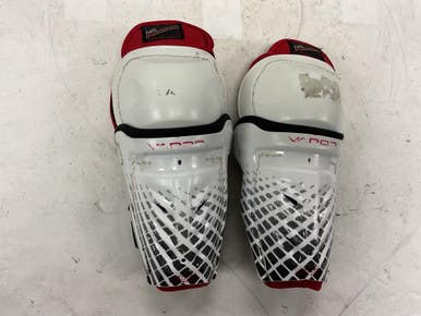 Used Bauer VAPOR LIL ROOKIE Youth Shin Guards White/Black/Red 7 1/2" 11855-S000189711