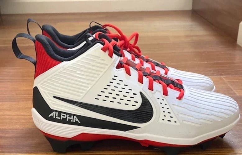 Nike Alpha Menace Strong Mens Football Cleats II5139-102 White/Red/Black Size 10.5