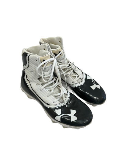 Used Under Armour HIGHLIGHT Adult FB Cleats Black And White Senior 9.5 11692-S000140085