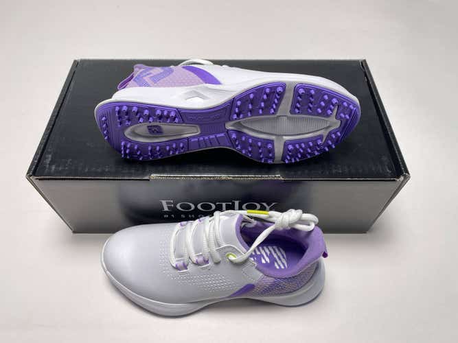 FootJoy FJ Junior Golf Shoes White Purple Youth Girls SZ 3 (48212)