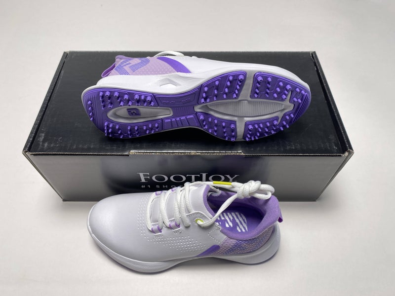 FootJoy FJ Junior Golf Shoes White Purple Youth Girls SZ 3 (48212)