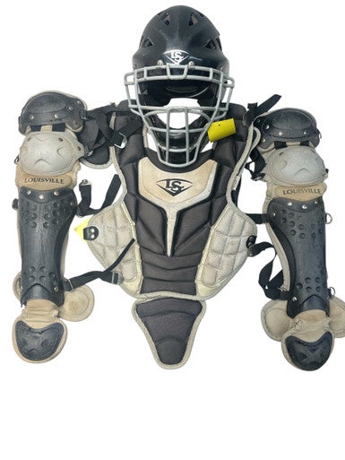 Used Louisville Slugger WTLPG0514-STYBG Catchers Helmet w/Mask Black SM 11835-S000196428