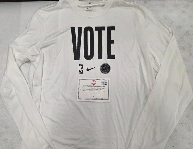 Atlanta Hawks Player Issued 2024/25 "Vote" L/S Warm Up Shirt w/COA