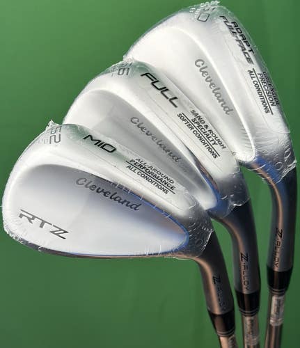 NEW Cleveland RTZ Tour Satin Wedge Set 52-10*, 56-12*, 60-08* Steel GW, SW, LW