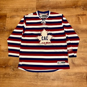 Reebok Premier Montreal Canadiens Centennial Jersey Barber Pole 1909-2009 (XL)
