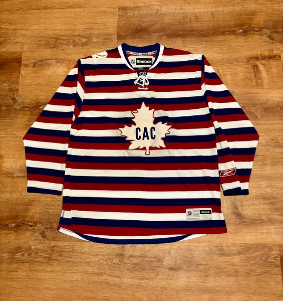 Reebok Premier Montreal Canadiens Centennial Jersey Barber Pole 1909-2009 (XL)