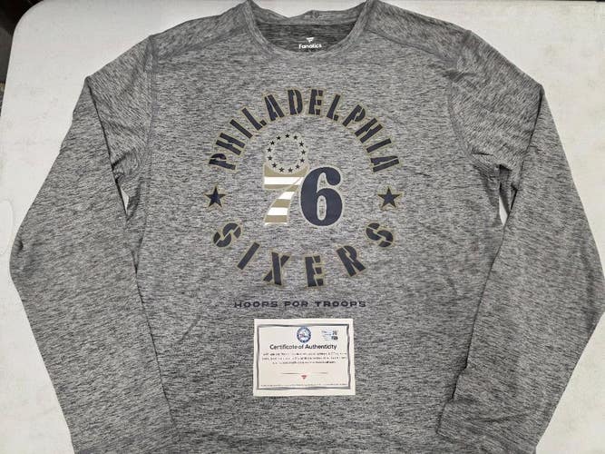 Philadelphia 76ers Player Issued 2024/25 "Hoops Troops" L/S Warm Up Shirt w/COA
