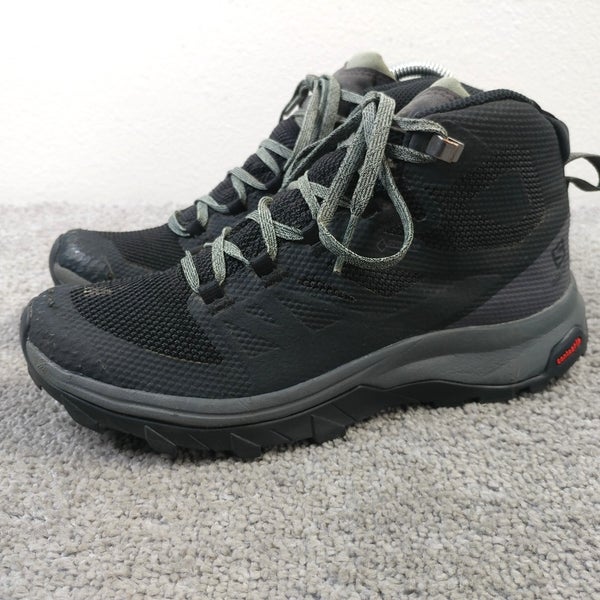 Salomon Outline GTX Mid Hiking Boots Womens 7.5 Shoes Black Contagrip Waterproof