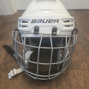 White Youth Bauer Prodigy Helmet with cage (Used) HECC certified through 2030