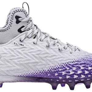 New men's 12.5 Under Armour Spotlight clone MC white/purple 3026334-103 football/lacrosse cleats