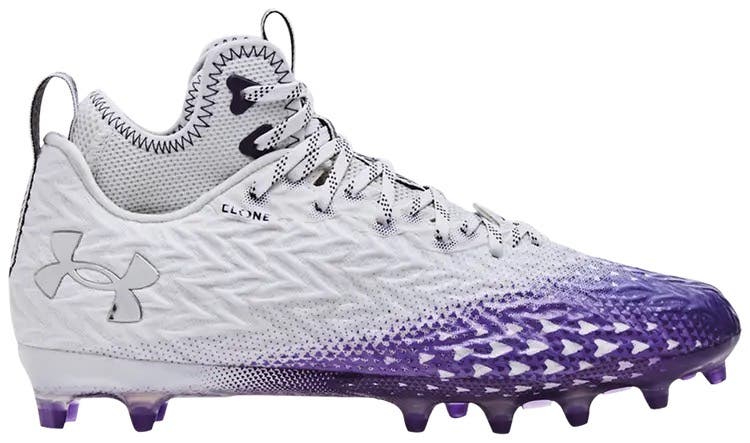 New men's 12.5 Under Armour Spotlight clone MC white/purple 3026334-103 football/lacrosse cleats