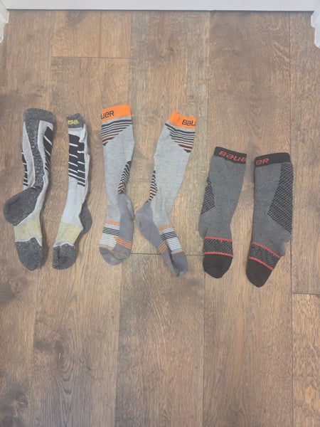 SET OF THREE Unisex Small (Junior) Bauer Skate Socks (Used)