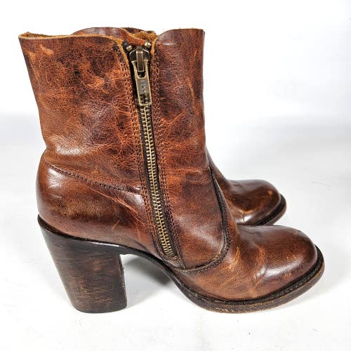 Freebird by Steven BAMA Chunky Heel Cognac Brown Leather Boots Women's Size 7