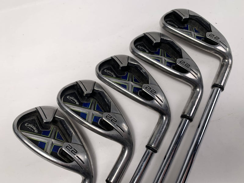 Callaway X-22 Iron Set 5-PW Uniflex Steel Mens RH Midsize Grips-Missing 9 Iron