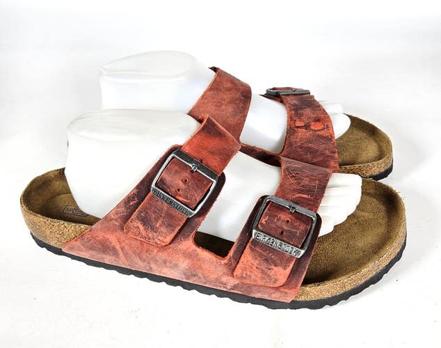 Birkenstock Arizona Soft Footbed Burnished Red Leather Sandals Men's Size: 44/11