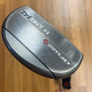 Odyssey Tri Hot Mallet Right Handed Putter Uniflex 34" Decent Blue Winn Grip W/ Head Cover