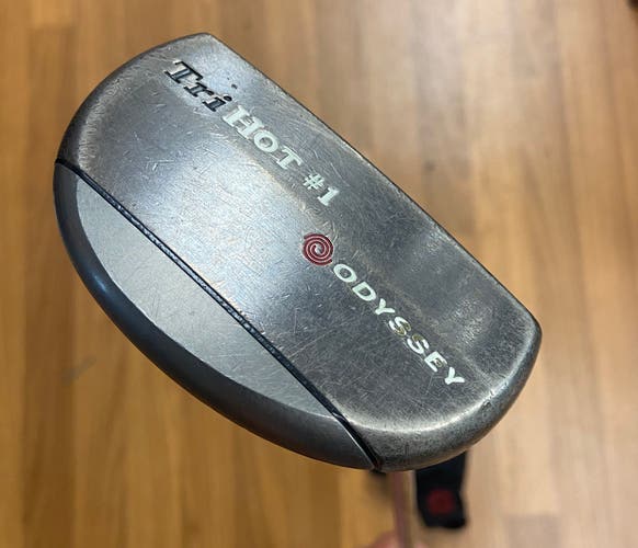 Odyssey Tri Hot Mallet Right Handed Putter Uniflex 34" Decent Blue Winn Grip W/ Head Cover
