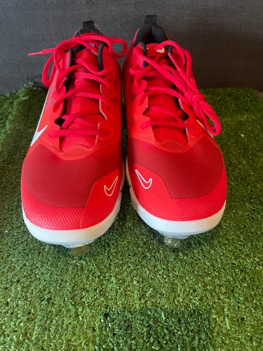 Red Men's Size M 10.0 (W 11.0) Adult Nike Force zoom trout 9 pro Low Top Metal (New)