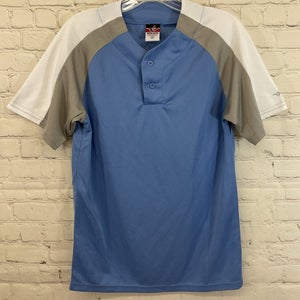 Alleson Athletic 80185 Adult's 100% Polyester Baseball Shirt Light Blue White SM