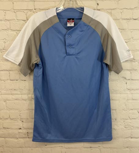 Alleson Athletic 80185 Adult's 100% Polyester Baseball Shirt Light Blue White SM