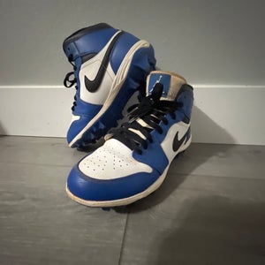Blue Men's Size 8.0 (W 9.0) Youth Nike High Top Air Jordan Molded Cleats (Used)