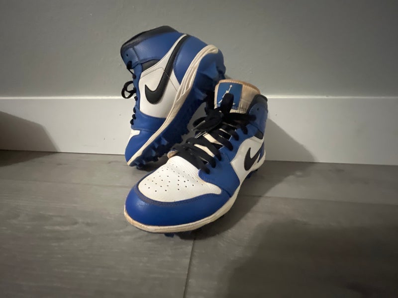 Blue Men's Size 8.0 (W 9.0) Youth Nike High Top Air Jordan Molded Cleats (Used)