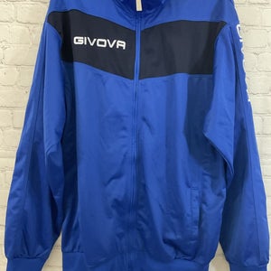Givova Sheer Adult XXL Activewear Jacket Durable Closure Zip Hardware Lined Blue
