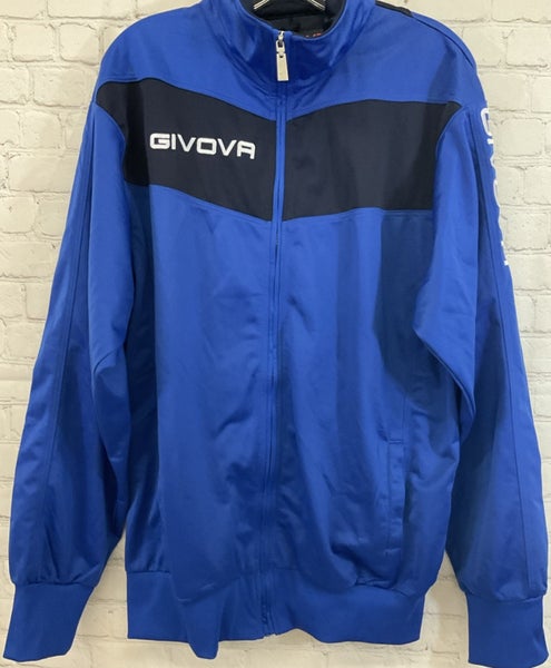 Givova Sheer Adult XXL Activewear Jacket Durable Closure Zip Hardware Lined Blue