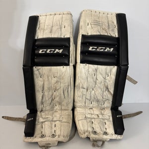 Used Size 26" + 1" Junior CCM Retro Flex 450 Goalie Leg Pads White/Black