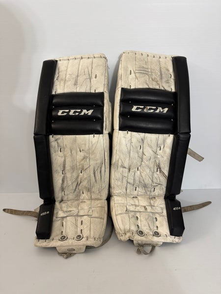 Used Size 26" + 1" Junior CCM Retro Flex 450 Goalie Leg Pads White/Black