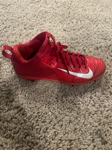 Red Men's Size M 11.0 (W 12.0) Adult Nike Trout High Top Metal (Used)