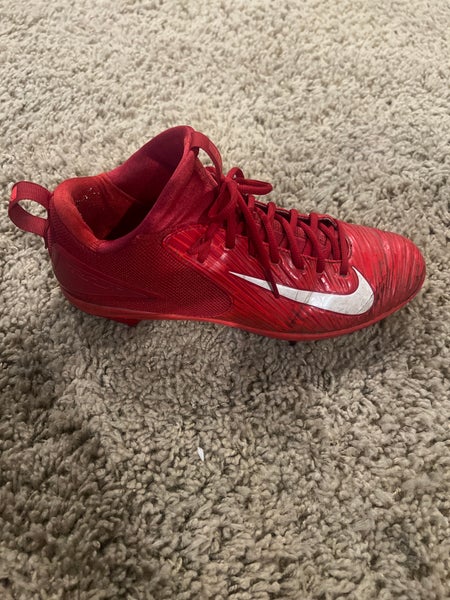 Red Men's Size M 11.0 (W 12.0) Adult Nike Trout High Top Metal (Used)