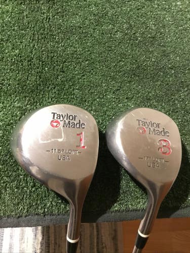 Taylormade Metalwood Pittsburgh Persimmon Woods Set D & 3W Regular Taylite Steel
