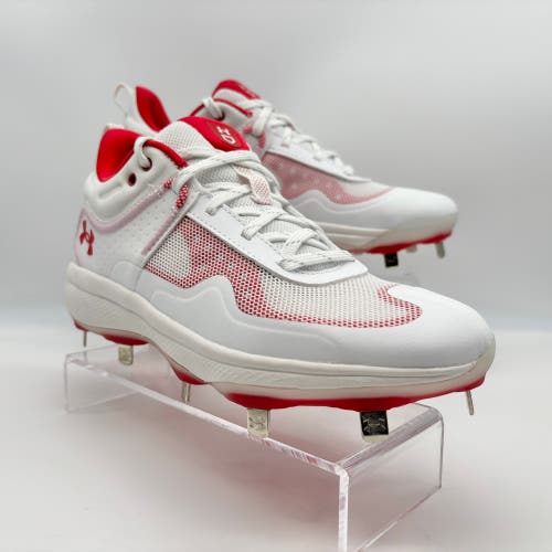 Under Armour Women's Glyde RM Metal Baseball Softball Cleats White Red 7.5