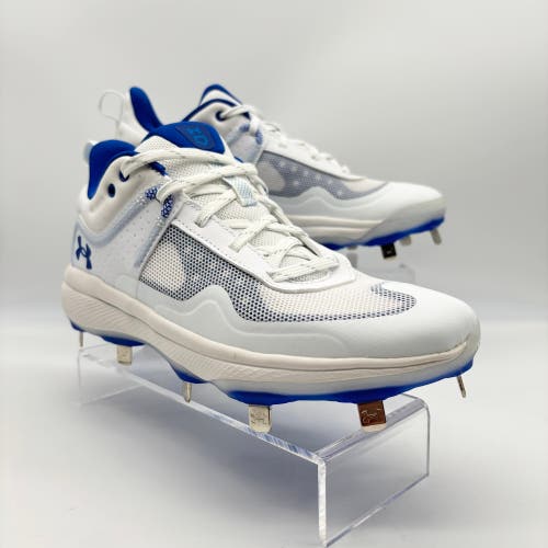 Under Armour Women's Glyde RM White Blue Metal Baseball Cleats Size 7