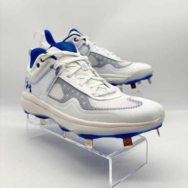 Under Armour Women's Glyde RM White Blue Metal Baseball Cleats Size 7