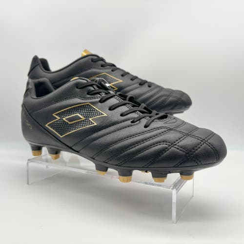 Lotto Stadio 705 FG Soccer Cleats Black Gold Italian Flag Mens Size 8.5