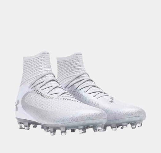 New men's 12 Under Armour highlight 2 MC white/silver 3027303-100 football/lacrosse cleats