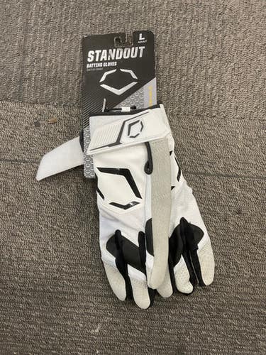 Used Evoshield STANDOUT BB/SB Batting Gloves White LG 11614-S000220032