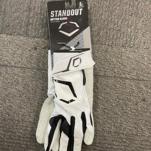 Used Evoshield STANDOUT BB/SB Batting Gloves White LG 11614-S000220031