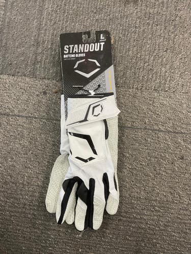 Used Evoshield STANDOUT BB/SB Batting Gloves White LG 11614-S000220031