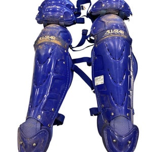 Used All-Star BLUE SHIN GUARDS Catchers Leg Guards Royal Blue Adult 11884-S000051299