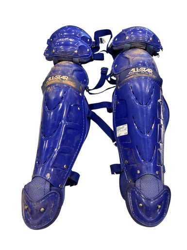 Used All-Star BLUE SHIN GUARDS Catchers Leg Guards Royal Blue Adult 11884-S000051299