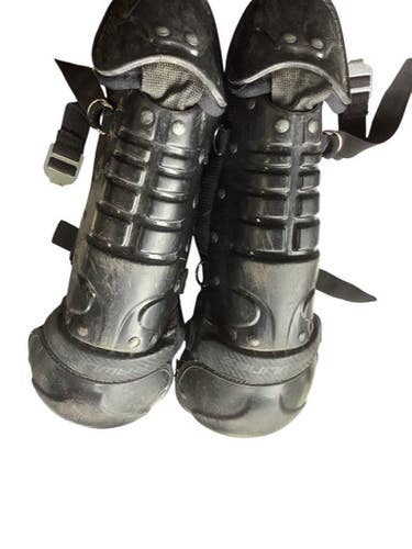Used Rawlings 7-9 SHINGUARDS Catchers Leg Guards Black Youth 11479-S000402004