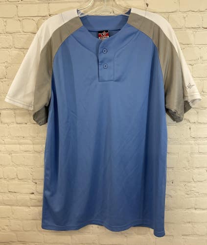 Alleson Athletic 80185 Adult's 100% Polyester Baseball Shirt Light Blue White LG