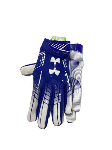Used Under Armour YOUTH LARGE FB Gloves Royal Blue LG 11347-S000253693